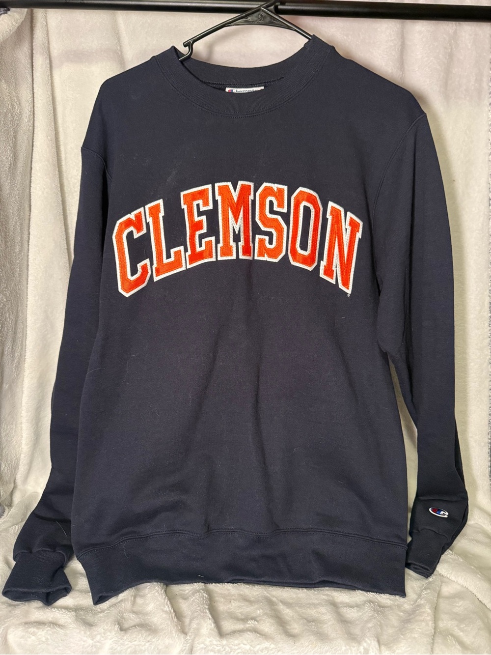 Champion Navy Crewneck with Orange 'CLEMSON' Applique